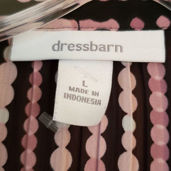 Dressbarn Silky Pleated Purple White Black Top Sz L - Picture 7 of 7